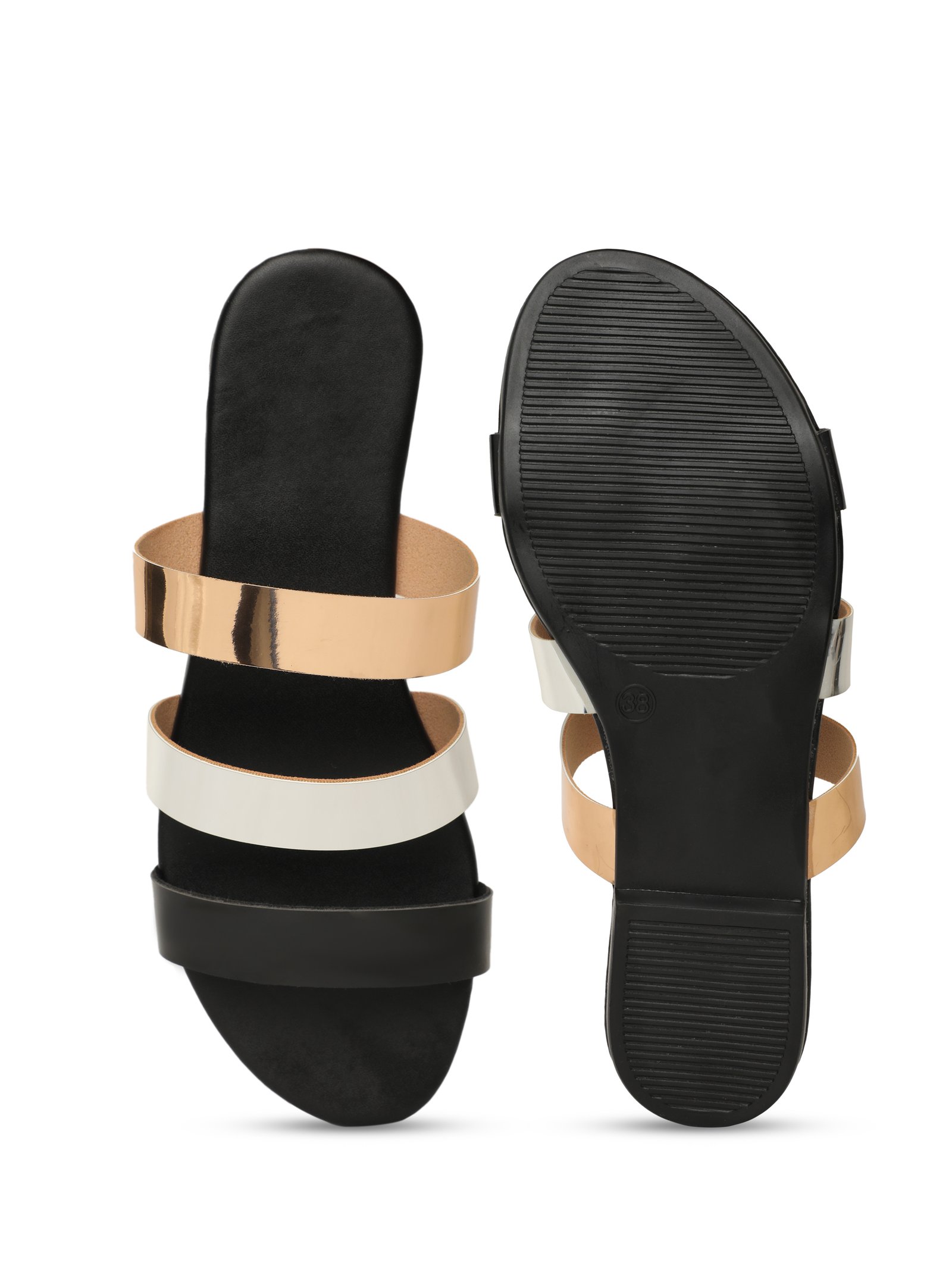 Women Black Solid Open Toe Flats X