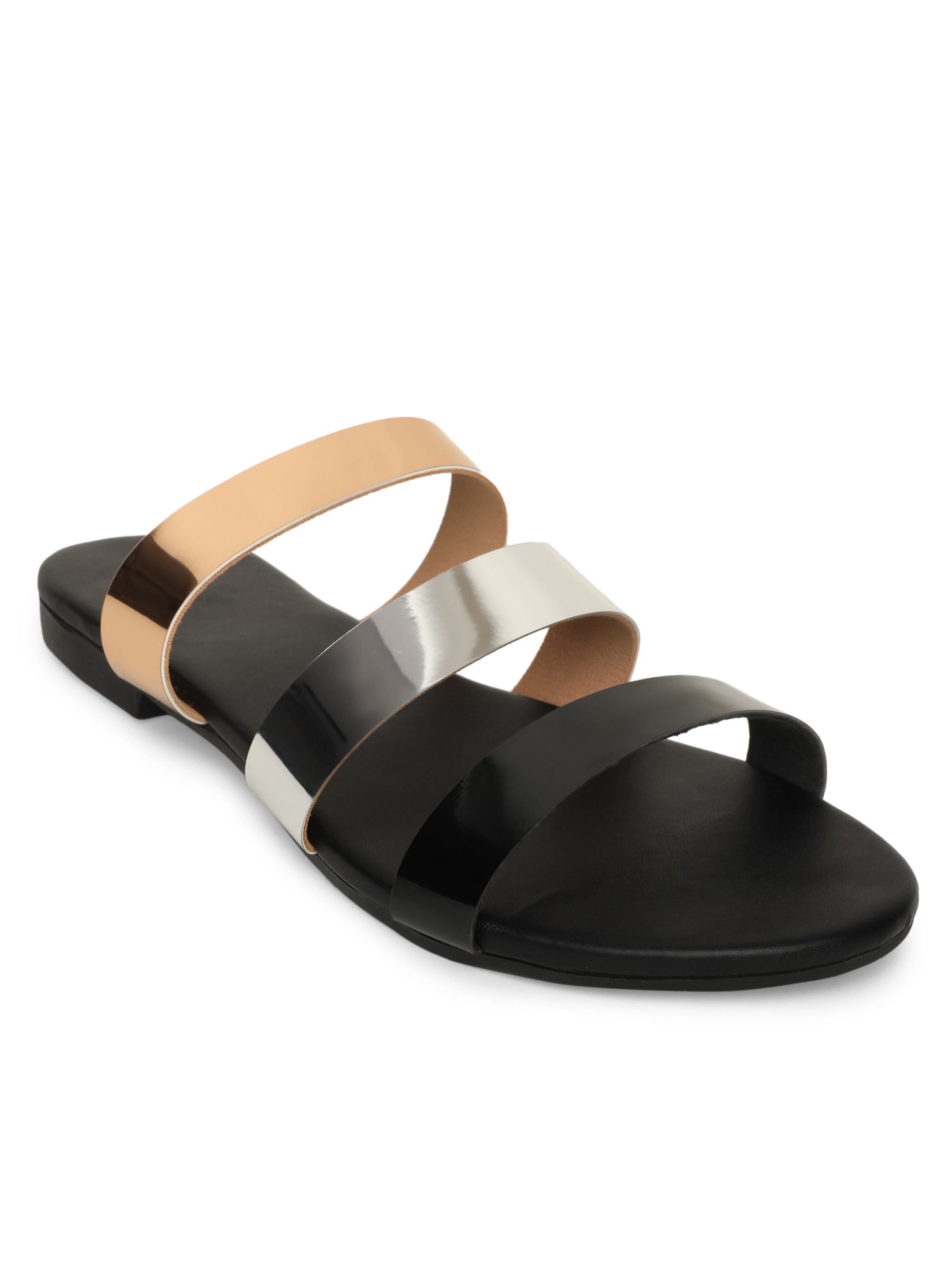 Women Black Solid Open Toe Flats X